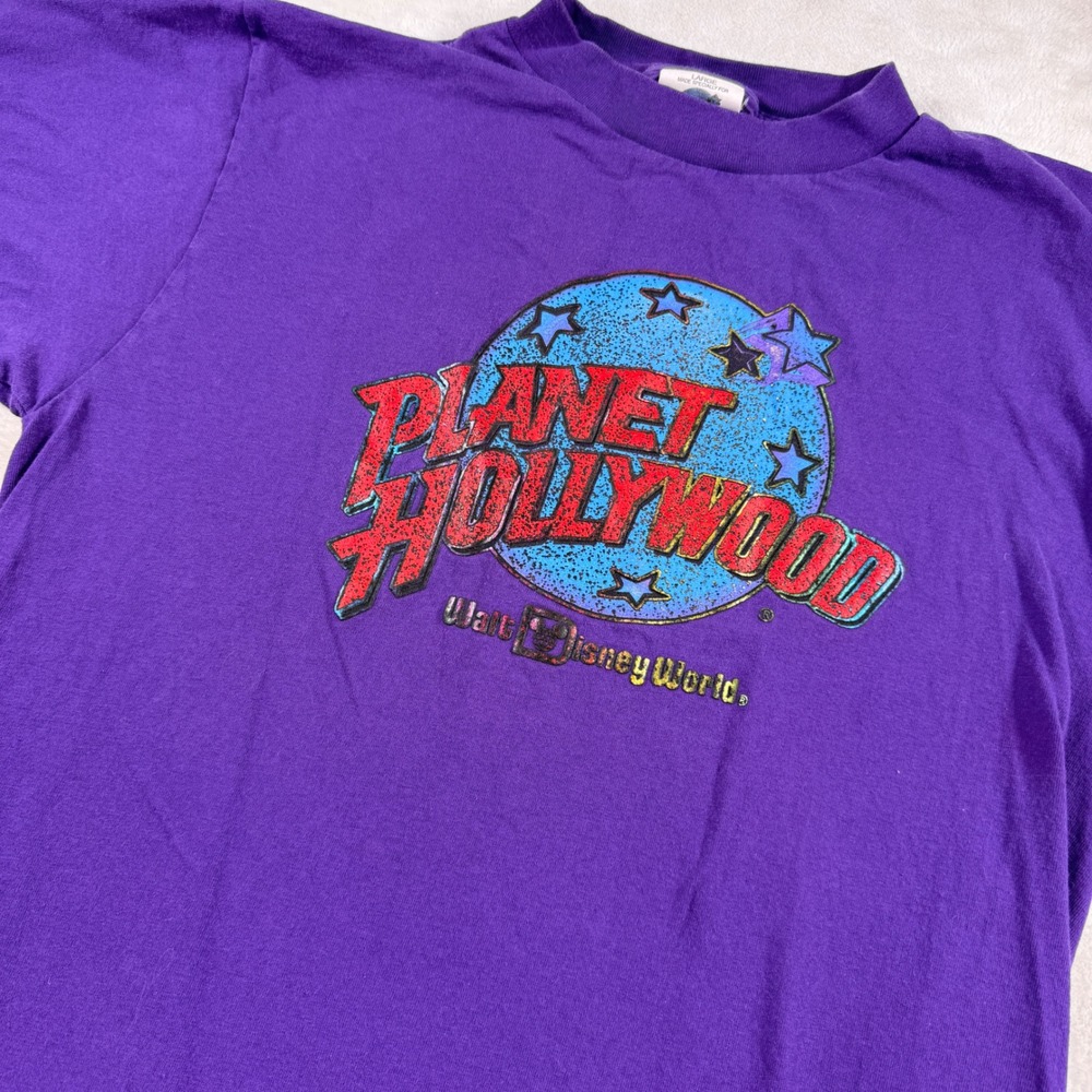 Vintage Planet Hollywood Walt Disney World Shirt Purple Mens Large Made in USA